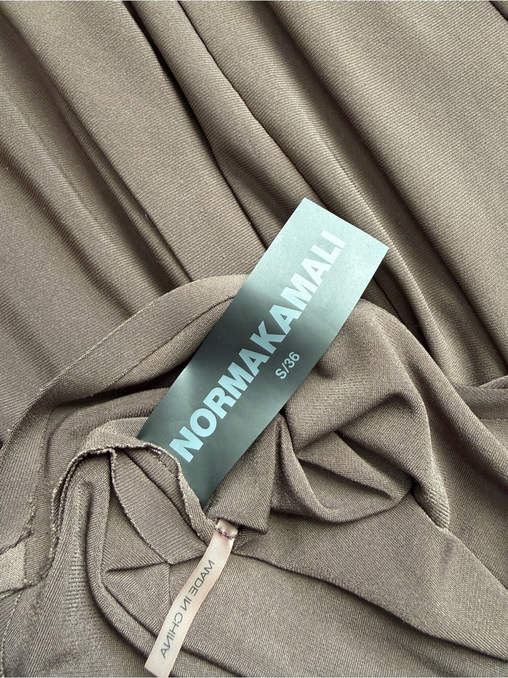 Norma Kamali Halter Turtle Fishtail Gown in Chocolate - Picture 4 of 4